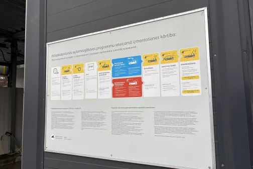 Automazgātavas programmu panelis ar mazgā&scaron;anas izvēlēm.