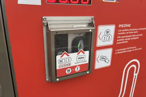 Automazgātavas putekļu sūcēja maksājumu terminālis.