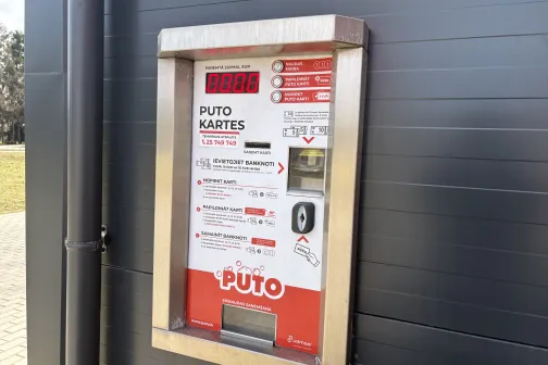Automāts &ldquo;PUTO kartes&rdquo; kar&scaron;u iegādei, papildinā&scaron;anai un bankno&scaron;u maiņai PUTO express automazgātavā Mārupē