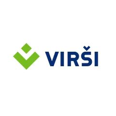 "Vir&scaron;i" logotips zaļā un zilā krāsā.