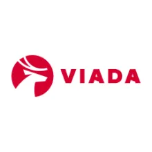 "Viada" sarkans logotips ar brieža siluetu.