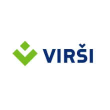 "Vir&scaron;i" logotips zaļā un zilā krāsā.