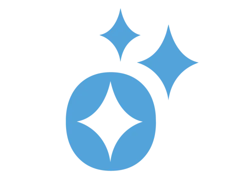 Zils spīdīgs simbols ar zvaigznītēm.